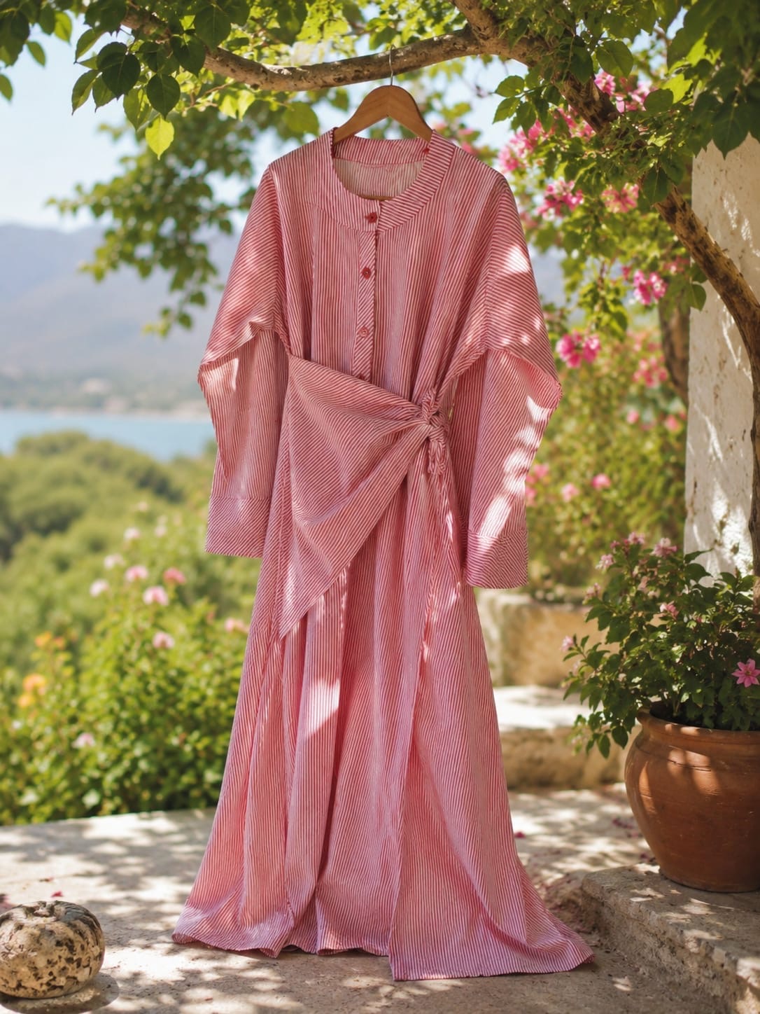 Robe Mery Maxi Disponible en deux couleurs : Bleu - Rouge Taille S M L XL XXL tissu: Popeline 